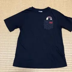GU×ミスド　ポケット付黒Tシャツ