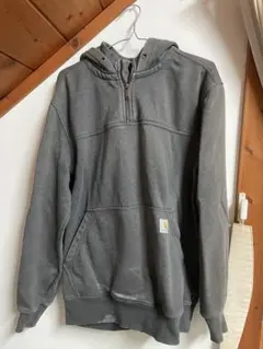 【Carhartt フェードブラック ハーフジップ　パーカー】