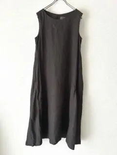 無印良品 ロングワンピース ノンスリーブ 麻100%
