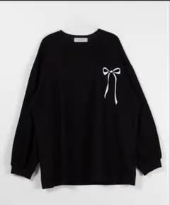 リボンプリント　長袖　Tシャツ