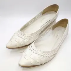 LE TALON ルタロン ポインテッドサシメッシュ フラットシューズ 24.5