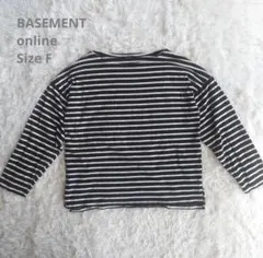 BASEMENT ボーダー カットソー 長袖 ブラック F