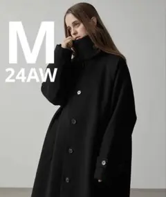 CLEL テックメルトンルーズステンカラーコート M ブラック