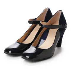 23cm Pitti 本革 コンビ 素材ミックス ストラップパンプス