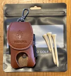 【新品】ゴルフボールケース ベルトクリップ式 ティー3本付 茶 旧モデル処分特価