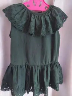 ダークグリーン ノースリーブ女の子 130cm かわいい
