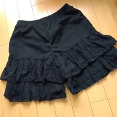 黒　レースフリルショートパンツ　ペチパンツ　裏地つき