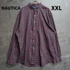 ノーティカ 長袖シャツ チェック柄 レッド×ネイビー コットン【6096】