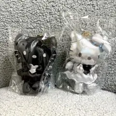 ハローキティ エンジェル 合皮マスコットチャーム ブラック&シルバー セット