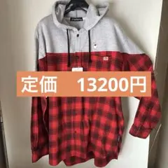 《新品》drug store's チェック ハートン刺繍 変形袖シャツパーカー