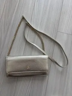 COLE HAAN ゴールドレザー 長財布 チェーンストラップ付き