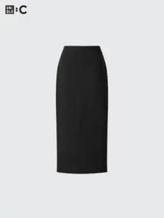 【超美品】UNIQLO : C クレープジャージーナロースカート M ブラック