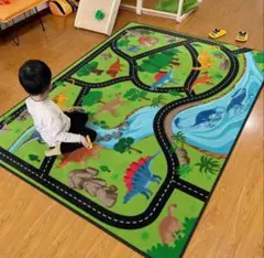 恐竜　プレイマット　牧場デザイン　ラグ　トミカ　ミニカー　玩具　子供部屋