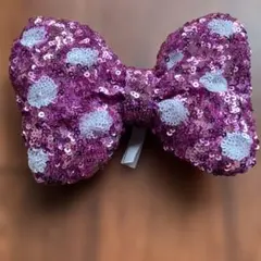 ミニーちゃん　スパンコール　ヘアゴム　リボン