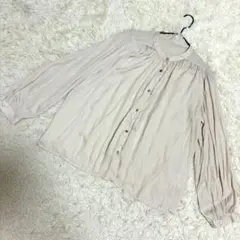 Jeunne garcon✨美品　とろみ感　ブラウス　ギャザー　ベージュ系（F）
