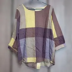 チェック柄 七分袖ブラウス