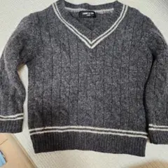 COMME CA ISM グレー Vネックセーター