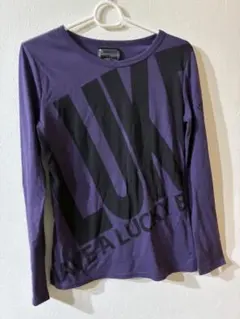 ECRUSE紫の長袖カットソー 大きなロゴプリント