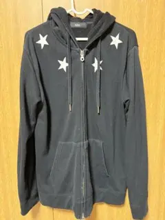 星柄フード付きパーカー 黒