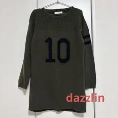 dazzlin ニットワンピース　カーキ ナンバーロゴ 長袖