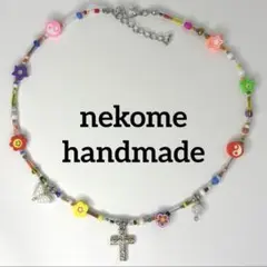カラフル　ビーズネックレス　古着　ニコちゃん　韓国　カジュアル