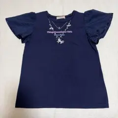 美品　mezzo piano ユニコーン ネックレス風 Tシャツ ネイビーLのサムネイル