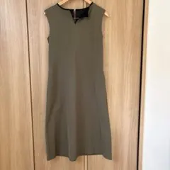 ICS ノースリーブカットソーワンピース オリーブグリーンす