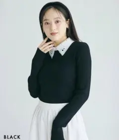 2TYPE襟付きリブニット BLACK