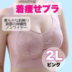 着痩せブラ　胸を小さく見せる　ノンワイヤー　ナイトブラ　シームレス　2L 花柄