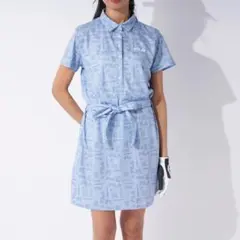 ジーフォア☆ロゴ総柄☆薄手☆全方向ストレッチ☆ワンピース