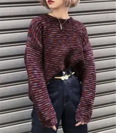 page boy ページボーイ　ジャガードニットプルオーバー　パープル　レッド