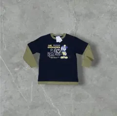 未使用 Y2K 東京ディズニーランド ロンT ミッキー 黒カーキ重ね着風 古着Sのサムネイル