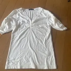 COMME CA ISM Vネック 半袖 カットソー ホワイト M
