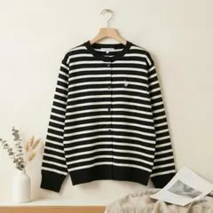 【美品】U.S. POLO ASSN.　ボーダーニットカーディガン　Mサイズ
