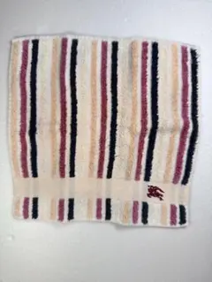 [美品] バーバリー タオルハンカチ マルチストライプ ホースロゴ刺繍