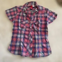 ▪️H&M 半袖チェックシャツ ピンク・青▪️