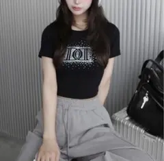 ダーリッチ 新品タグ付 ホワイト フリー シャイニーDDロゴコンパクトTシャツ ダーリッチ Darich シャイニーDDロゴコンパクトTシャツ （グレー