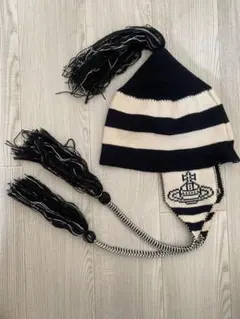 Vivienne Westwood ストライプ耳あて付きニット帽　正規品 Vivienne Westwood（ヴィヴィアンウエストウッド） 良品 オーブ