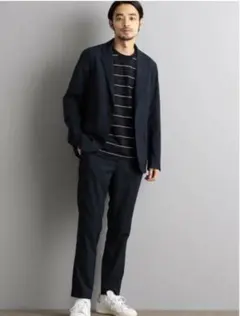green label relaxingウォッシャブルトロネイビーセットアップM