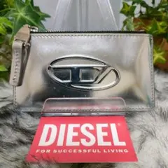 DIESEL カードケース シルバー Dロゴ 現行人気 ディーゼル コインケース