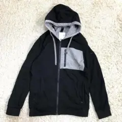 【美品】デュノ コンビジップアップパーカー ブラック Sサイズ相当