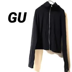 4043K ジーユー ショート丈 ジップアップ トップス ブラック XL 長袖