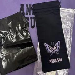 新品　ANNA SUI 扇子袋　蝶々刺繍　ラインストーン　巾着型　ショップ袋付のサムネイル