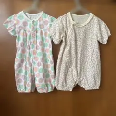 花柄♪半袖薄手ロンパース２枚セット