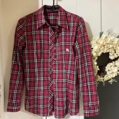 BURBERRY LONDON バーバリー チェック柄 長袖シャツ 赤 M