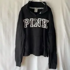 ✴️PINK フード付きブラックスウェット 【M】海外輸入古着　1点もののサムネイル