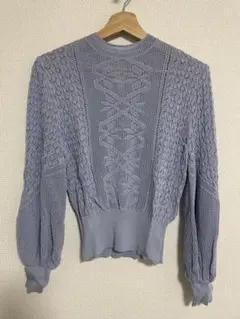 KBF ボリュームスリーブパターン編みニット