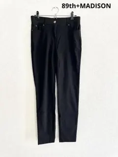ブラック スリムフィット カジュアルパンツ US6 ストレッチ 春夏 丈長め