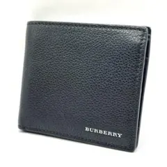 【極美品】BURBERRY バーバリー 二つ折り財布 レザー ブラック 黒のサムネイル