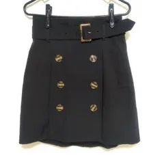 INGNE イング ダブルブレストボタン ミニスカート スカート ブラック